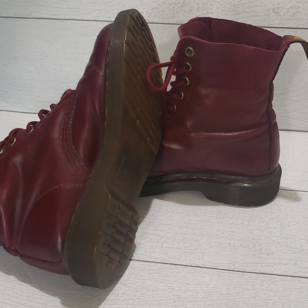 Dr. Martens 36(5) woman youth girl burgundy lace up combat boots - Picture 7 of 8